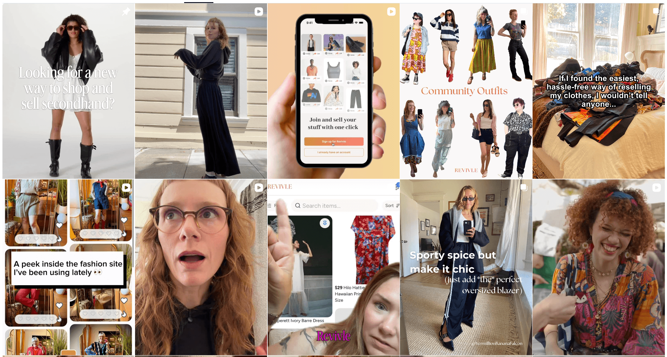 A collage of Revivle community outfits and social posts
